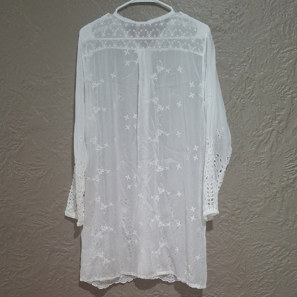 Johnny Was Wome's White Embellished Tunic with Mandarin Collar Size L - Picture 7 of 12